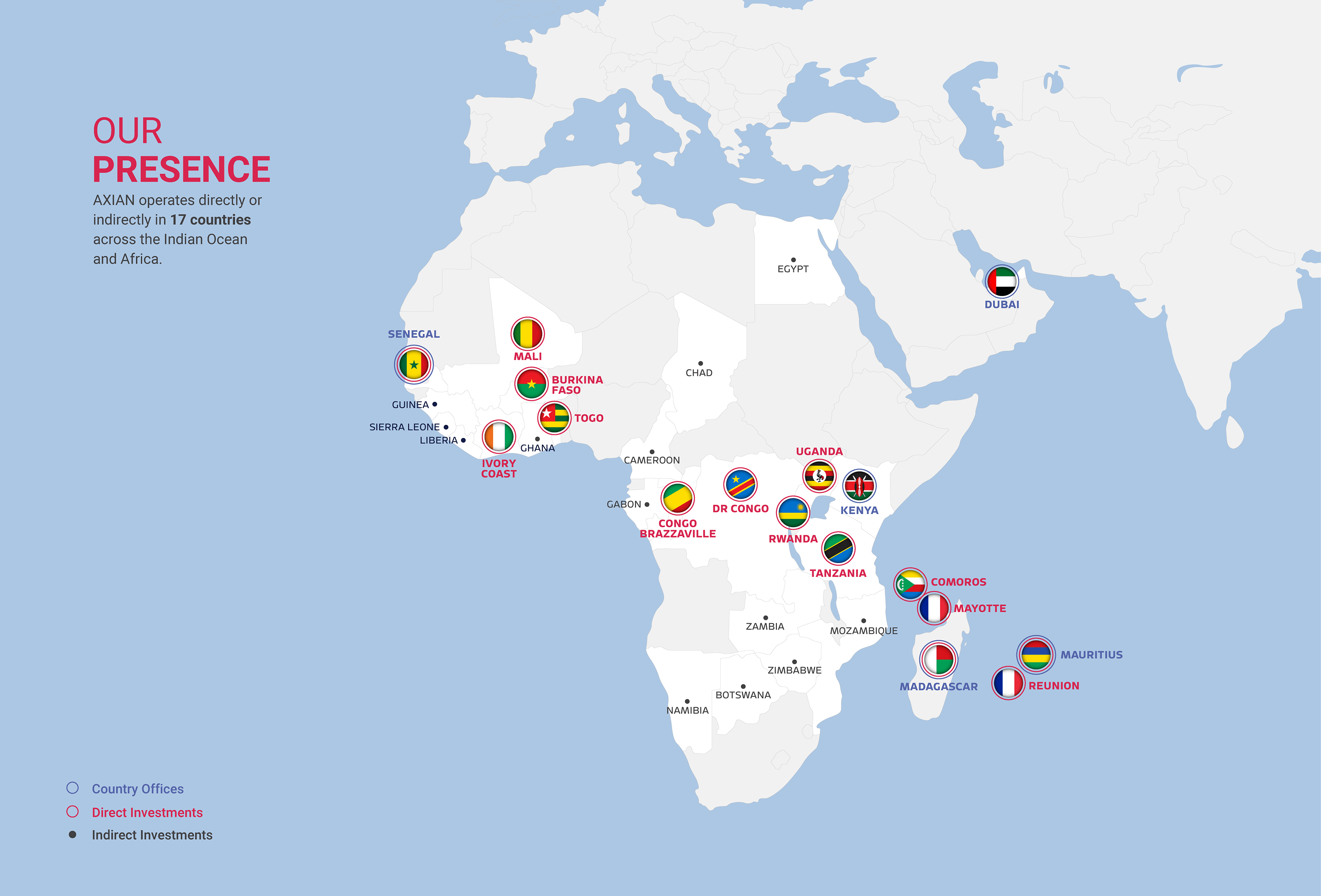 africa map with Axian opertions