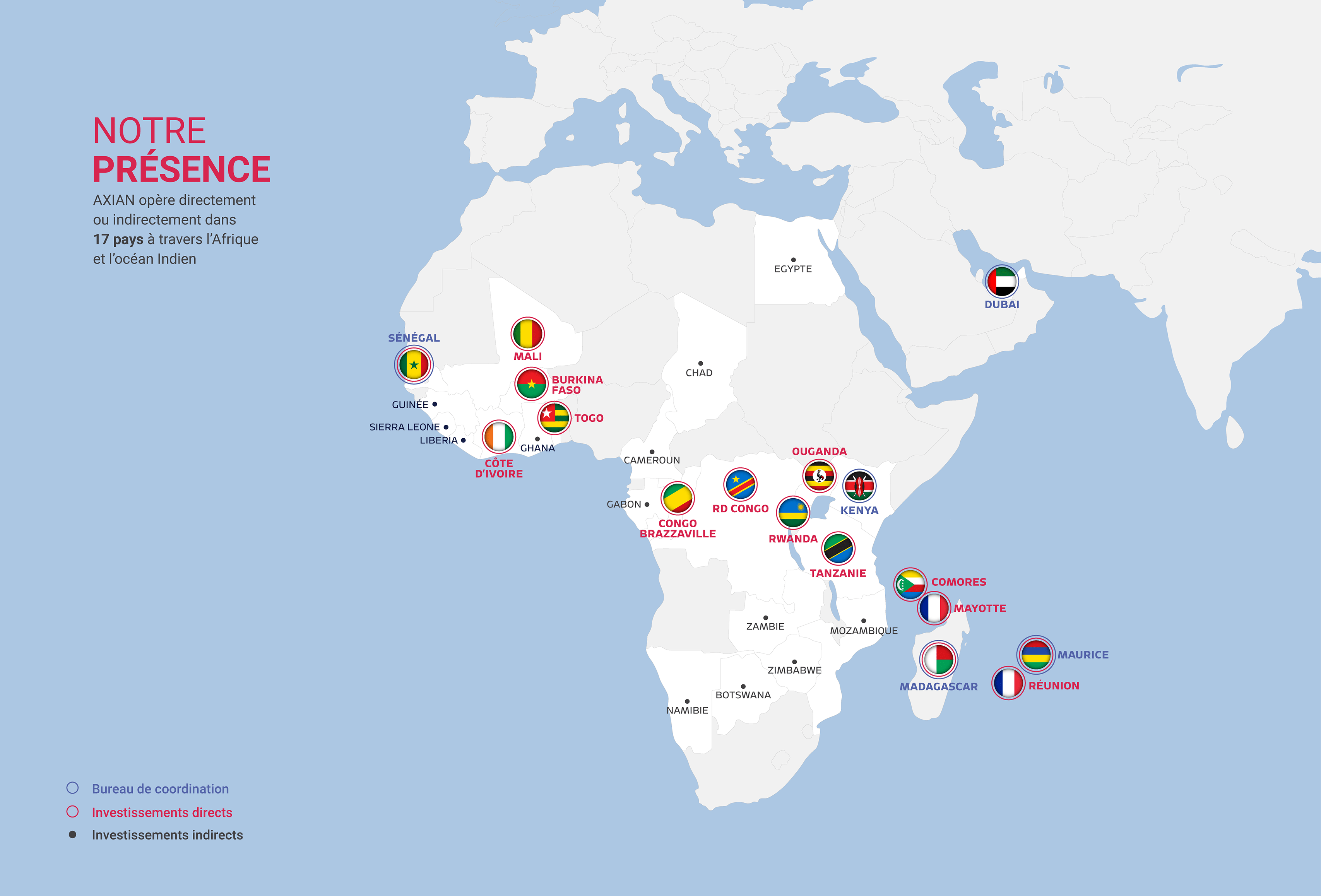 carte de l'afrique représentative des activités du groupe